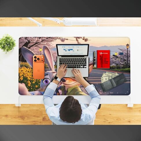 لوحة ماوس كبيرة للمكتب من MYPCWALA، تصميم شخصيات متحركة، لوحة ماوس ألعاب ممتدة مقاس 90 × 42 سم، سطح مقاوم للماء للحرارة، قاعدة غير قابلة للانزلاق، مشهد أزهار الكرز in Saudi Arabia