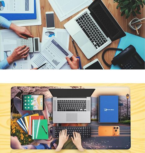 لوحة ماوس كبيرة للمكتب من MYPCWALA، تصميم شخصيات متحركة، لوحة ماوس ألعاب ممتدة مقاس 90 × 42 سم، سطح مقاوم للماء للحرارة، قاعدة غير قابلة للانزلاق، مشهد أزهار الكرز in Saudi Arabia