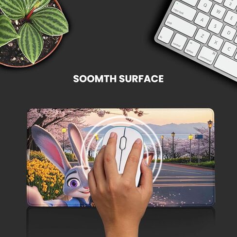 لوحة ماوس كبيرة للمكتب من MYPCWALA، تصميم شخصيات متحركة، لوحة ماوس ألعاب ممتدة مقاس 90 × 42 سم، سطح مقاوم للماء للحرارة، قاعدة غير قابلة للانزلاق، مشهد أزهار الكرز in Saudi Arabia
