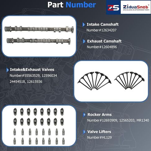 2.4 2Pcs Intake&Exhaust Camshafts Timing Chain Kit Valves Lifters Rocker Arms Fit For Buick Lacrosse Chevrolet Equinox Malibu GMC Terrain 2.4L L4 DOHC 2011-2017 12634207 12604896 94201SX in Saudi Arabia