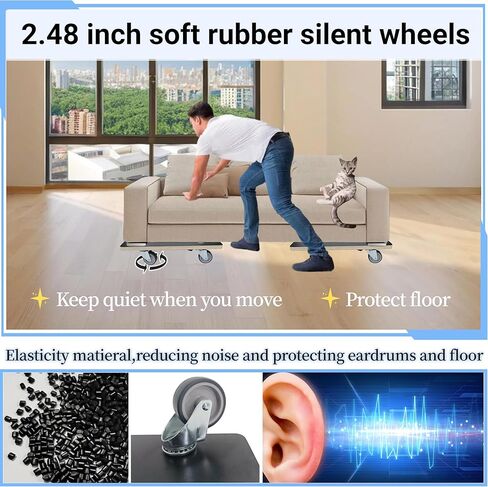 HBFBDRCT Furniture Moving Dollies with 4 TPR Silent Wheels,15 Inch Securely Holds 551 Lbs Heavy Duty Wooden Rolling Mover for Piano Couch Fridge Washing Machine Couch Plant Dolly Heavy Items, 2 Packs in Kuwait