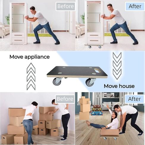 HBFBDRCT Furniture Moving Dollies with 4 TPR Silent Wheels,15 Inch Securely Holds 551 Lbs Heavy Duty Wooden Rolling Mover for Piano Couch Fridge Washing Machine Couch Plant Dolly Heavy Items, 2 Packs in Kuwait