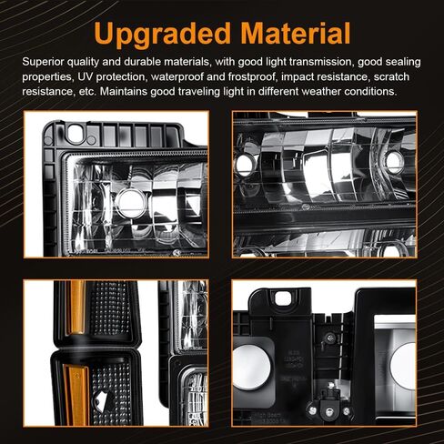 مجموعة المصابيح الأمامية LED DRL، متوافقة مع Chevy GMC 1995-1999 Tahoe/Fit 94-02 C1500 C2500 C3500 Suburban/1994-2000 K1500 K2500 K3500 Suburban، Fit 1994 Blazer Chrome عاكس شفاف in Kuwait