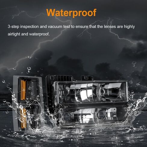 مجموعة المصابيح الأمامية LED DRL، متوافقة مع Chevy GMC 1995-1999 Tahoe/Fit 94-02 C1500 C2500 C3500 Suburban/1994-2000 K1500 K2500 K3500 Suburban، Fit 1994 Blazer Chrome عاكس شفاف in Kuwait