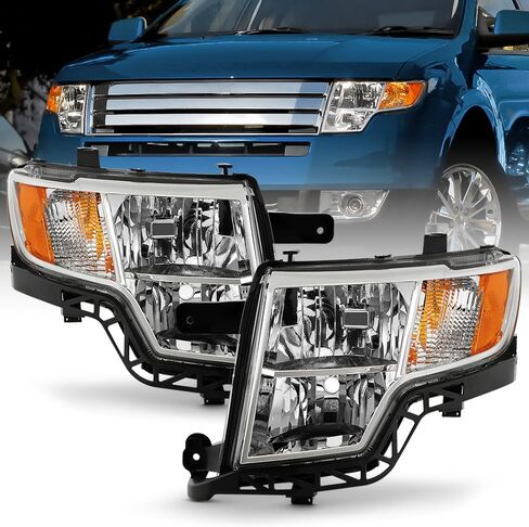 KEEKPO - Compatible with 2007 2008 2009 2010 Ford Edge Chrome Headlights Headlamps Assembly Replacement Pair Left+Right in Saudi Arabia