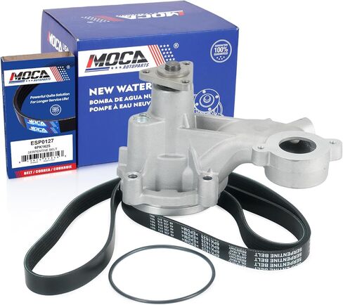 MOCA 3-Bolt Pulley Flange Water Pump w/Serpentine Belt Compatible with 2013-2022 for Ford F-150 5.0L in Saudi Arabia
