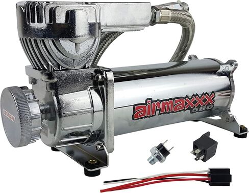 airmaxxx 580 Chrome Air Compressor Kit w/165-200 Switch & Relay in Saudi Arabia