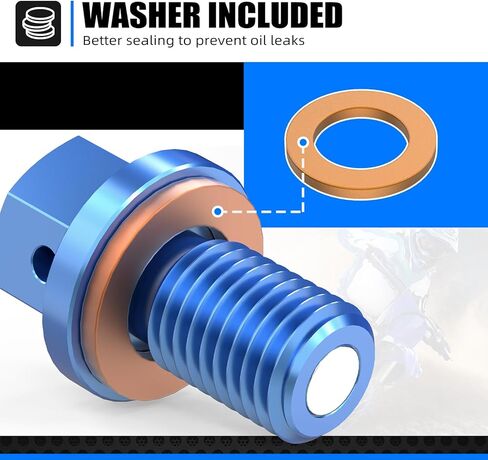 NICECNC Blue Magnetic Oil Drain Bolt Plugs Compatible with Yamaha YZ125 2005-2023 YZ250F 2001-2023 YZ450F 2003-2009 YZ450F 2014-2023 WR250F 2001-2023 YZ450FX 2016-2023 See Fitment in Saudi Arabia