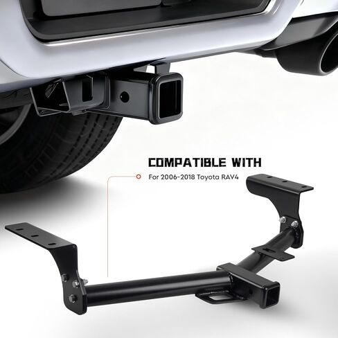 وصلة مقطورة استقبال 2 بوصة، تناسب Toyota RAV4 2006 2007 2008 2009 2010 2011 2012 2013 2014 2015 2016 2017 2018، إطار أنبوبي مربع، حامل أدوات سحب من الفئة 3 باللون الأسود in Saudi Arabia