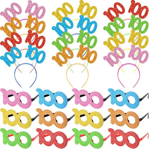 Geosar 100 Days of School Glittered Boppers and Eye Glasses Set, 100 Days of School Headband Photo Props Glasses for Kids in Saudi Arabia