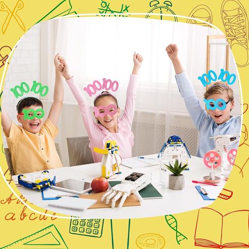 Geosar 100 Days of School Glittered Boppers and Eye Glasses Set, 100 Days of School Headband Photo Props Glasses for Kids in Saudi Arabia