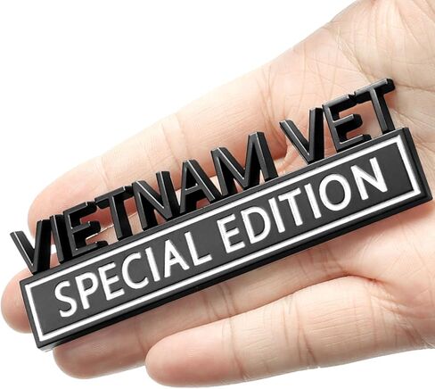 Vietnam Vet Special Edition Car Emblem with 2 Adhesives, 3D Badge Decal for Trucks, Metal Stickers Replacement Fit Universal Vehicle, Veteran Gifts for Men (Black & Red) in Saudi Arabia