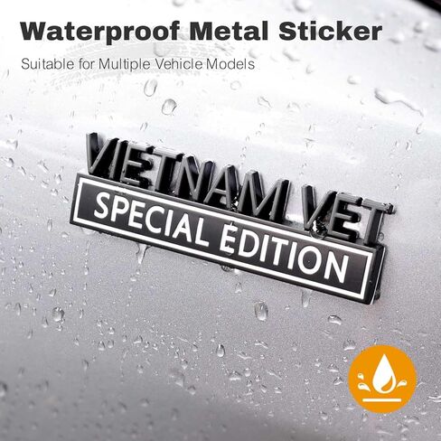 Vietnam Vet Special Edition Car Emblem with 2 Adhesives, 3D Badge Decal for Trucks, Metal Stickers Replacement Fit Universal Vehicle, Veteran Gifts for Men (Black & Red) in Saudi Arabia