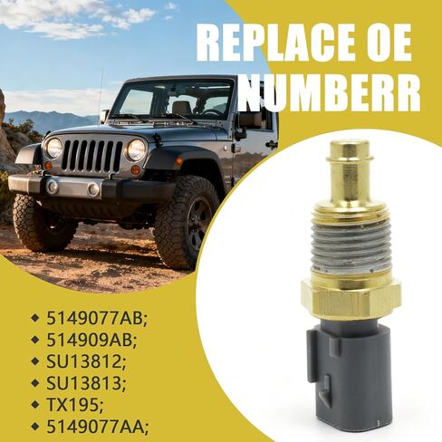 Engine Coolant Temperature Sensor Replaces# 5149077AB TX195 for Dakota Challenger Durango Avenger Charger Grand Cherokee Wrangler Ram 1500 2500 3500 Fixes Temperature Readings Issues in Kuwait