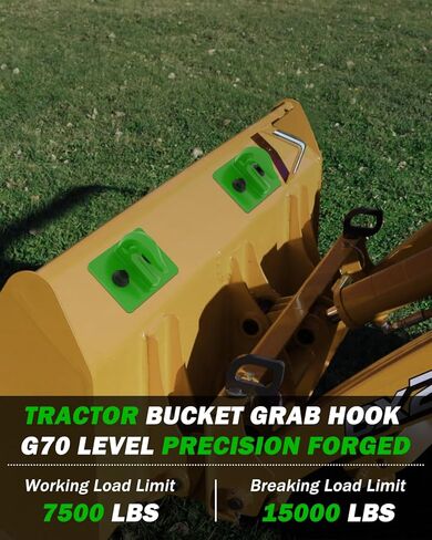 2 Pack 3/8" Tractor Bucket Grab Hooks, Grade 70 Forged Steel Bolt On Grab Hook with Backer Plate, Heavy Duty Tow Hook for Tractor Bucket, Loader, Truck, UTV, RV, 15,000 lbs, Orange in Saudi Arabia