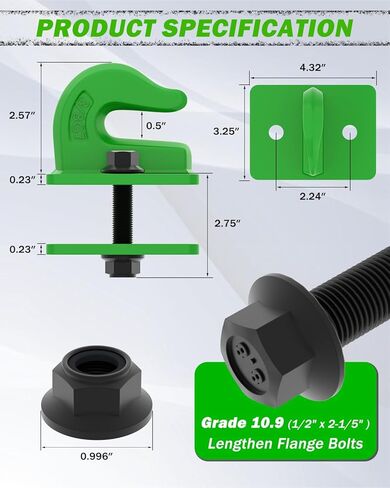 2 Pack 3/8" Tractor Bucket Grab Hooks, Grade 70 Forged Steel Bolt On Grab Hook with Backer Plate, Heavy Duty Tow Hook for Tractor Bucket, Loader, Truck, UTV, RV, 15,000 lbs, Orange in Saudi Arabia