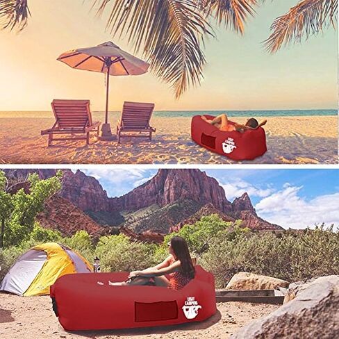 Inflatable Lounger with Carrying Bag & Pockets for Indoors/Outdoors - Inflatable Couch & Air Chair with Headrest & Securing Stake- for Camping Beach or Pool in Saudi Arabia