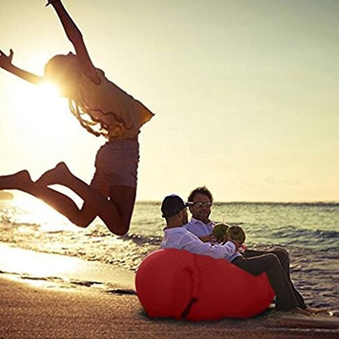 Inflatable Lounger with Carrying Bag & Pockets for Indoors/Outdoors - Inflatable Couch & Air Chair with Headrest & Securing Stake- for Camping Beach or Pool in Saudi Arabia