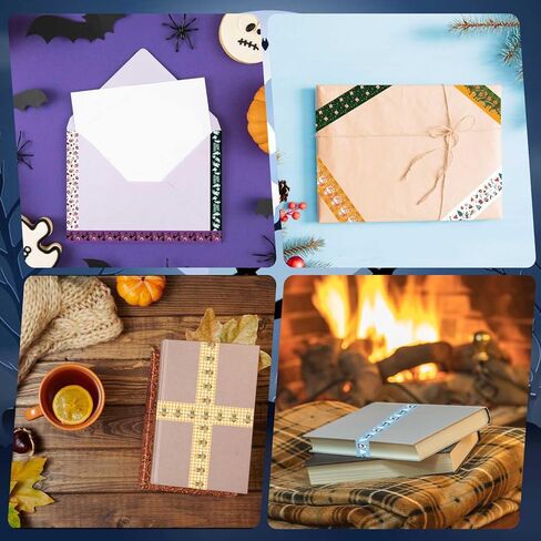 24 قطعة شريط لاصق للعطلات، متعدد الألوان، ورق واشي، 0.59 بوصة × 5 متر، سهل الإزالة، تصميم بطابع العطلة in Kuwait