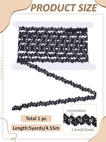 5 Yards Black Polyester Flower Lace Trim, Embroidery Ancient Hanfu Lace Ribbon Vintage Ribbon for Bridal Wedding Decoration Package DIY Sewing Craft Supply, 1/2 inch(13mm) in Saudi Arabia