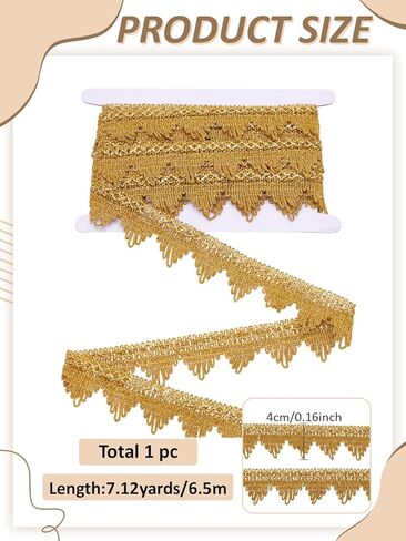 6.5M/7.11 Yard 1-5/8 inch(40mm) Sequin lace Trim, Sparkle Polyester Lace Ribbon with Wavy Trim and Cardboard Display Card for Costume Sewing Bridal Dress Decor Embellishments Gift Wrapping in Saudi Arabia