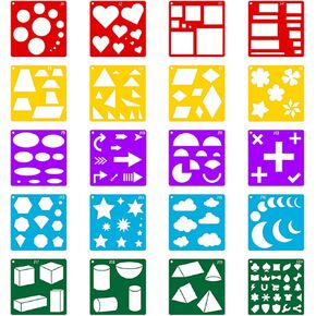 20 Pieces Stencils for Kids, Shape Geometric Drawing Stencils Children Simple Geometric Tracing Stencil Colorful Art Painting Stencil Templates for Kids Toddlers Preschooler Drawing DIY Craft in Saudi Arabia