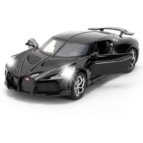 نموذج سيارة بمقياس 1/32 متوافق مع لعبة سيارة Bugatti Black Night Diecast القابلة للتجميع، لعبة سيارات سحب للخلف من سبائك الزنك مع صوت وضوء للبالغين من الأولاد والبنات 3 4 5 6 7 8 (أسود) in Kuwait