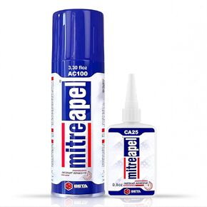 غراء MITREAPEL CA مع المنشط (3 × 0.80 أونصة - 3 × 3.30 أونصة سائلة.) - غراء CA للأعمال الخشبية - غراء Cyanoacrylate ورذاذ المنشط - غراء مجنون، غراء فائق للحرف اليدوية والمشروعات اليدوية - (3 قطع) in Kuwait
