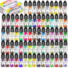 Alcohol Ink Set – 70 Bottles Vibrant Colors High Concentrated Alcohol-Based Ink, Concentrated Epoxy Resin Paint Colour Dye, Great for Resin Petri Dish, Painting, Coaster,，10ml Each in Saudi Arabia