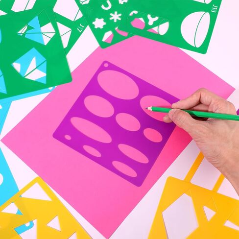 20 Pieces Stencils for Kids, Shape Geometric Drawing Stencils Children Simple Geometric Tracing Stencil Colorful Art Painting Stencil Templates for Kids Toddlers Preschooler Drawing DIY Craft in Saudi Arabia