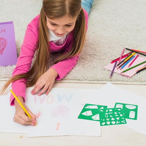 20 Pieces Stencils for Kids, Shape Geometric Drawing Stencils Children Simple Geometric Tracing Stencil Colorful Art Painting Stencil Templates for Kids Toddlers Preschooler Drawing DIY Craft in Saudi Arabia