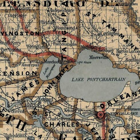 Vintage Louisiana State Map, Historical Wall Art Print, Department of Interior General Land Office Map from 1876, Antique Style Home Decor (24 x 32 inches) in Saudi Arabia
