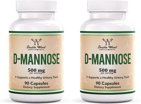 Double Wood Supplements D Mannose 500mg Capsules, 90 Count (D-Mannose for Urinary Tract Health and Bladder Lining, Helps UTI Prevention) Vegan Safe, Non-GMO, Gluten Free in Kuwait