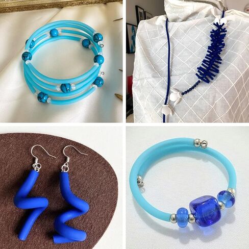Spritewelry Blue 2mm 3mm Hollow Rubber Cords for Knitting 16.4 Yards Hollow Rubber Tubing Knitting Barber Cord with Cord Locks for Knitting DIY Craft Projects Beading Necklaces Bracelet in Saudi Arabia