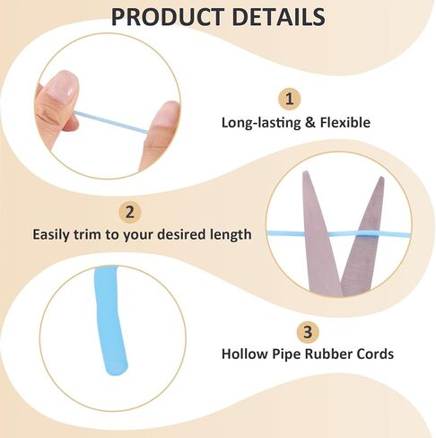 Spritewelry Blue 2mm 3mm Hollow Rubber Cords for Knitting 16.4 Yards Hollow Rubber Tubing Knitting Barber Cord with Cord Locks for Knitting DIY Craft Projects Beading Necklaces Bracelet in Saudi Arabia