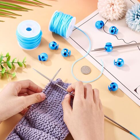Spritewelry Blue 2mm 3mm Hollow Rubber Cords for Knitting 16.4 Yards Hollow Rubber Tubing Knitting Barber Cord with Cord Locks for Knitting DIY Craft Projects Beading Necklaces Bracelet in Saudi Arabia