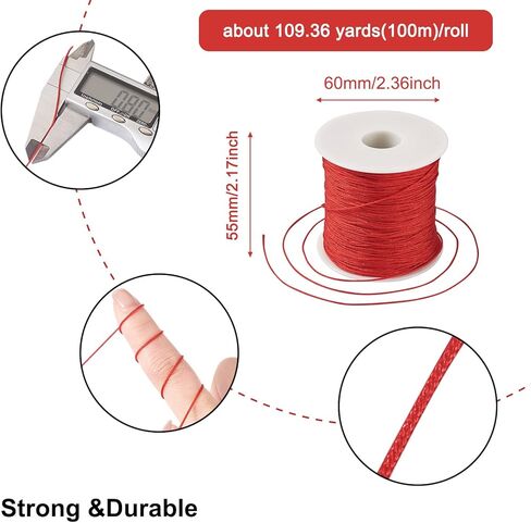 100yards/roll 0.8mm Braided Nylon Threads Red Chinese Knotting Cord Jewelry Beading Cords String for DIY Craft Kumihimo Macrame Bracelets Making Supplies in Saudi Arabia