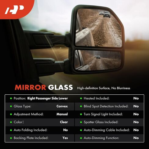 A-Premium Right Passenger Side Lower Non-Heated Mirror Glass with Backing Plate - Compatible with 2015-2019 Ford Transit T150 T250 T350 T350 HD, Towing Mirror Convex, Replace # BK3Z17K707A in Saudi Arabia