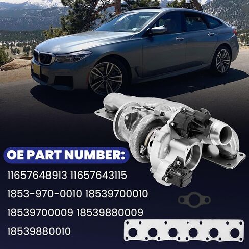 11657648913 Turbocharger B03 N55 Suitable for BMW 335i X4 X5 X6 535i 435i AH3 AH5 2012-2018 w/Exhaust Gas Driven Electric Drive 1165 7648913 11657643115 1853-970-0010 18539700010 in Kuwait
