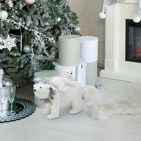 تمثال ثعلب قطبي من السيزال مقاس 11.6 سم من Nature Vibe مع مجموعة من إكليل الفضة مكونة من قطعتين، حيوانات زينة لعيد الميلاد في الغابات الواقعية كزينة لأرض العجائب الشتوية أو قطعة مركزية لعيد الميلاد in Kuwait