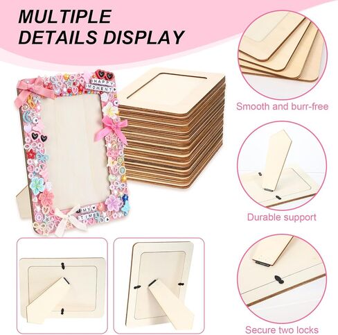 مجموعة إطارات الصور الخشبية من Suncalla DIY، إطارات صور خشبية مقاس 4 × 6 بوصة مع أقلام أكريليك وخرز صغير وملصقات جوهرة لامعة لحرف عيد الميلاد DIY وحفلات الزفاف (10 قطع، كلاسيكية) in Saudi Arabia