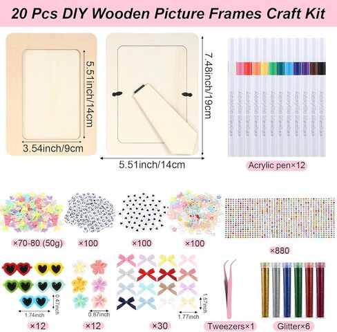 مجموعة إطارات الصور الخشبية من Suncalla DIY، إطارات صور خشبية مقاس 4 × 6 بوصة مع أقلام أكريليك وخرز صغير وملصقات جوهرة لامعة لحرف عيد الميلاد DIY وحفلات الزفاف (10 قطع، كلاسيكية) in Saudi Arabia