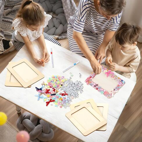 مجموعة إطارات الصور الخشبية من Suncalla DIY، إطارات صور خشبية مقاس 4 × 6 بوصة مع أقلام أكريليك وخرز صغير وملصقات جوهرة لامعة لحرف عيد الميلاد DIY وحفلات الزفاف (10 قطع، كلاسيكية) in Saudi Arabia