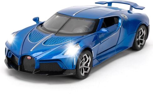 نموذج سيارة بمقياس 1/32 متوافق مع لعبة سيارة Bugatti Black Night Diecast القابلة للتجميع، لعبة سيارات سحب للخلف من سبائك الزنك مع صوت وضوء للبالغين من الأولاد والبنات 3 4 5 6 7 8 (أسود) in Kuwait