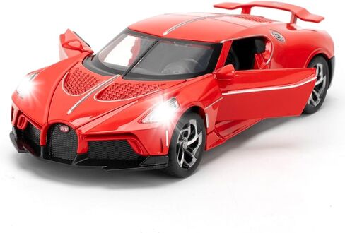 نموذج سيارة بمقياس 1/32 متوافق مع لعبة سيارة Bugatti Black Night Diecast القابلة للتجميع، لعبة سيارات سحب للخلف من سبائك الزنك مع صوت وضوء للبالغين من الأولاد والبنات 3 4 5 6 7 8 (أسود) in Kuwait