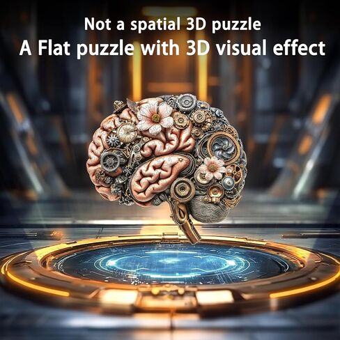 Wooden Puzzles for Adults, Mechanical Brainstem Wooden Jigsaw Puzzles, Flat Puzzle with 3D Visual Effect, Brain Wood Puzzles Adult, Unique Shape Wall Art Canvas Puzzle (S-8.5 * 8.5in-95Pcs) in Saudi Arabia