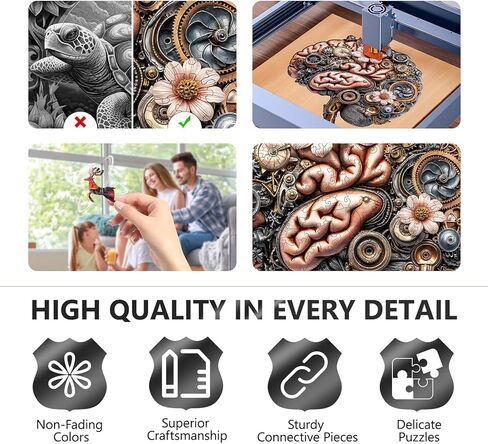 Wooden Puzzles for Adults, Mechanical Brainstem Wooden Jigsaw Puzzles, Flat Puzzle with 3D Visual Effect, Brain Wood Puzzles Adult, Unique Shape Wall Art Canvas Puzzle (S-8.5 * 8.5in-95Pcs) in Saudi Arabia
