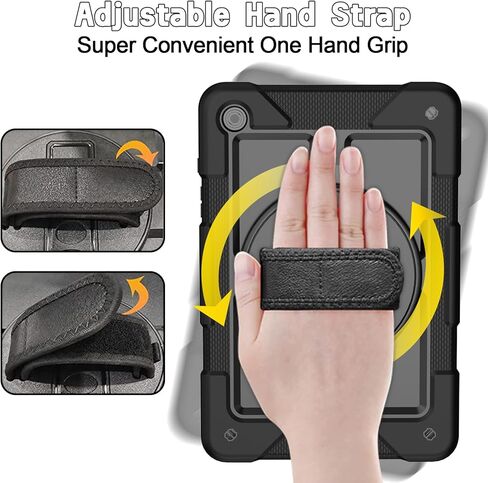 LTROP Case for Samsung Galaxy Tab A9+ Plus Case 11" 2023 (SM-X210/X216/X218), Heavy Duty Shockproof Protective Case with Rotating Stand, Hand/Shoulder Strap, Black in Saudi Arabia