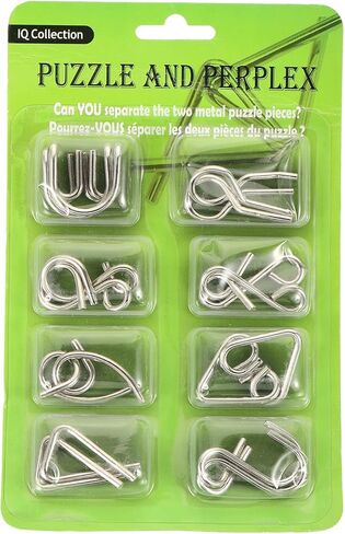 Metal Puzzle Ring Classical Metal Wire Puzzle Set Educational Mind Smart Game, Unlock Interlock Toy Perfect for Little & Adults (Orange, 8pcs) in Saudi Arabia