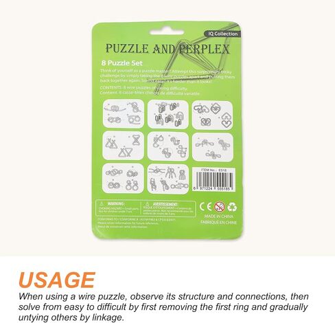 Metal Puzzle Ring Classical Metal Wire Puzzle Set Educational Mind Smart Game, Unlock Interlock Toy Perfect for Little & Adults (Orange, 8pcs) in Saudi Arabia